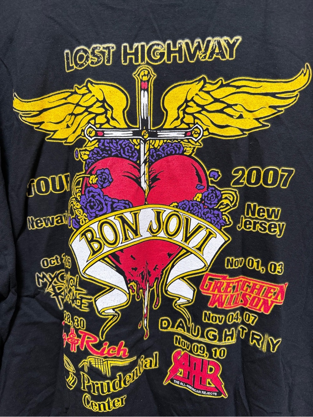 Gildan Black Bon Jovi Lost Highway Tour 2007 Graphic Tee